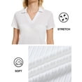 thumbnail image 5 of Xidunhg Women's Short Sleeve Solid Lapel V Neck Soft Pullover Tops Lightweight Knit Polo Shirt White M, 5 of 8