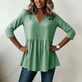thumbnail image 5 of Sevevn Women's Striped 3/4 Sleeve V Neck Blouse Casual Loose Fit Peplum Tunic Top Green L, 5 of 6