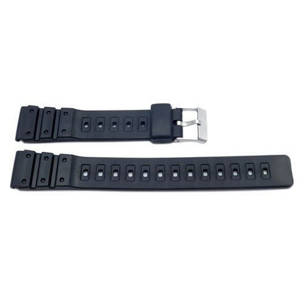 Bandenba 18mm Long Black Rubber Watch Band with Stainless Steel Buckle