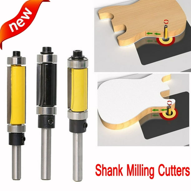 Betterlife Trim Router Bit Top & Bottom Bearing 1/4 Shank Milling Cutters Trimming