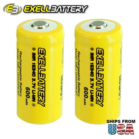 BRAND NEW 2pc IMR 16340 LiMN 600mAh Rechargeable High Drain Button Top