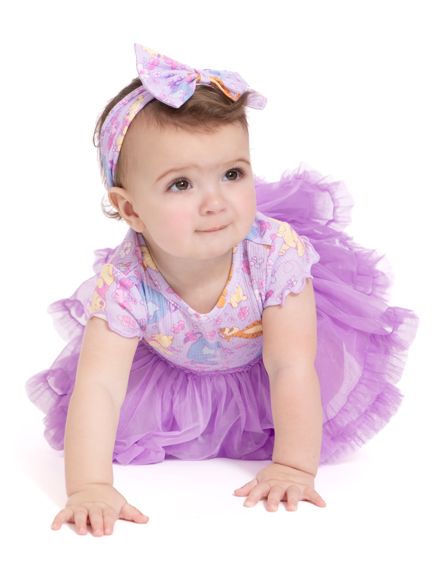 Winnie the Pooh Baby Girls Tutu Dress Bodysuit with Matching Headband, 2-Piece, Sizes Newborn-24M