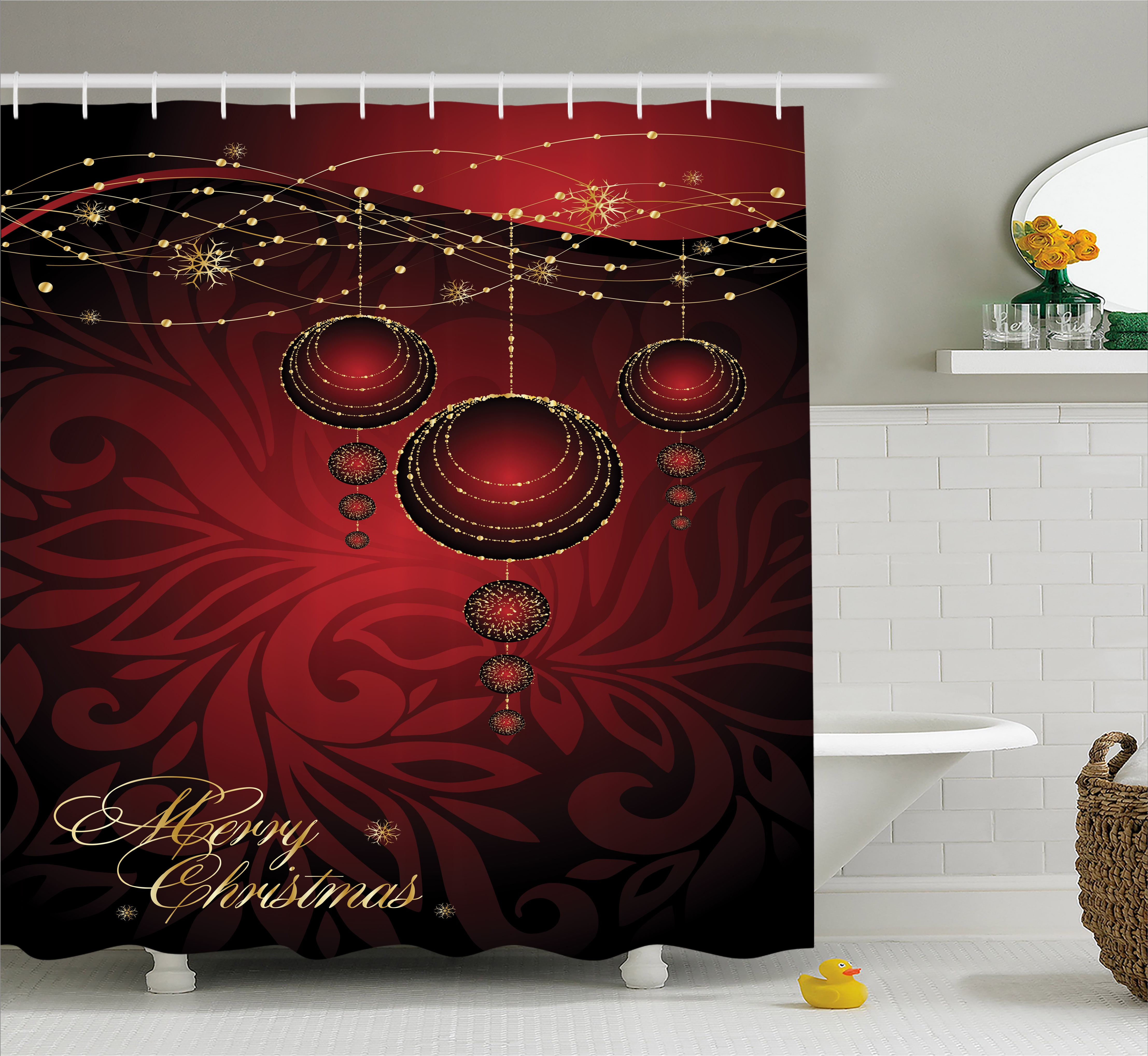 Christmas Shower Curtain, Abstract Floral Background Traditional
