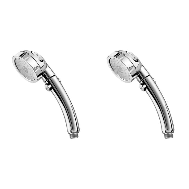 2X Cabezal de Ducha de Alta PresióN, Cabezal de Ducha de Mano con BotóN Pulsador de Apagado Completo de Encendido / Apagado de Ahorro de Agua ÁNgulo Ajustable