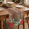 thumbnail image 2 of Burlap Table Runner 70 Inches Long,Christmas Flower Leaf Pine Cones Non-Slip Kitchen Table Runners for Dining Room Everyday Use Party Table Decorations Winter Snowflake Wood Board, 2 of 9