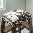thumbnail image 3 of Linon Renner 30" Saddle Backless Barstool, Walnut/Brown Microfiber Cow Print, 3 of 9