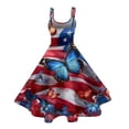 thumbnail image 4 of HAJWOH Women Independence Day Dresses 50s 60s Vintage Sleeveless Star and Stripe Print Cocktail Swing Dress Retro Patchwork Midi Evening Dress Deep Red XXXL, 4 of 4