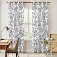 thumbnail image 4 of Grey Flower Kitchen Curtains 84 Inch Length, Vintage Farmhouse Boho Leaf Spring Plant Grommet Top Bedroom Living Room Curtains, Light Filtering Cafe Curtain Drapes 2 Panels Set 84''x84'', 4 of 9