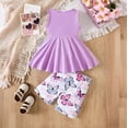 thumbnail image 5 of Tiijoy Summer Girls Outfits Bow Sleeveless Peplum Top Butterfly Shorts Set, Sizes 4-5, 5 of 8