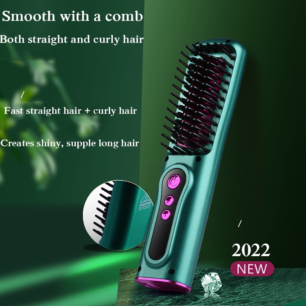 Wireless Hair Straightening Brush USB Rechargeable Heated Beard Comb