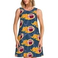 thumbnail image 1 of Cauagu Ballons de Rugby Brûlants pour Femmes Robes d'Été, Robes Sans Manches Robes de Vacances Décontractées Robes Col Rond avec 2 Poches, 1 of 7
