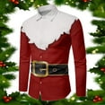 thumbnail image 2 of Mens Christmas Fall Tops Button Long Sleeve Full Christmas Print Mens Bussiness Casual Shirt,Watermelon Red,S, 2 of 3