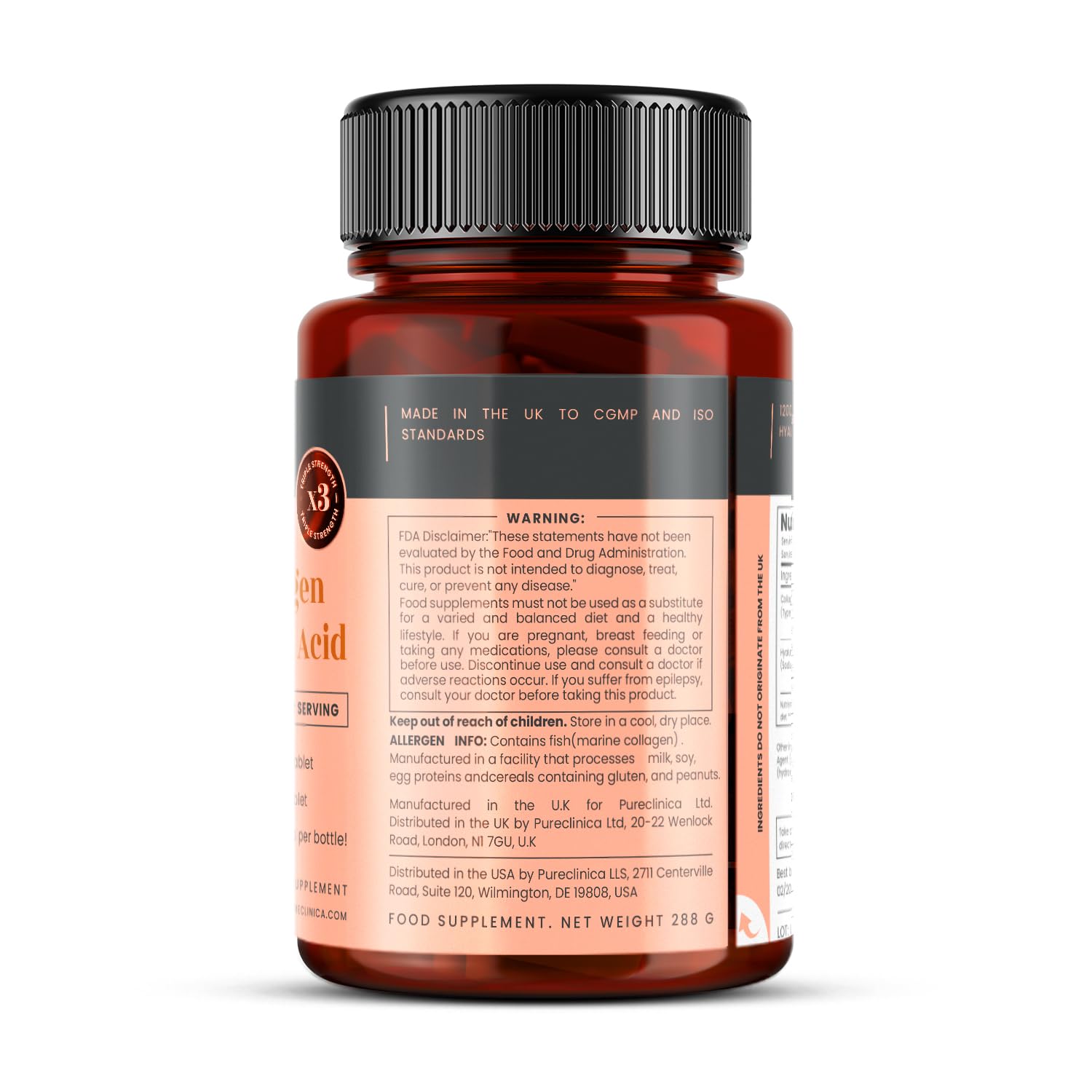 UltraColl Collagen 1200mg + Hyaluronic Acid 300mg (1500mg Total) – 1080 Tablets | Up to 18-Month Supply | Marine Collagen Types I, II, III & VII | High-Strength Anti-Aging