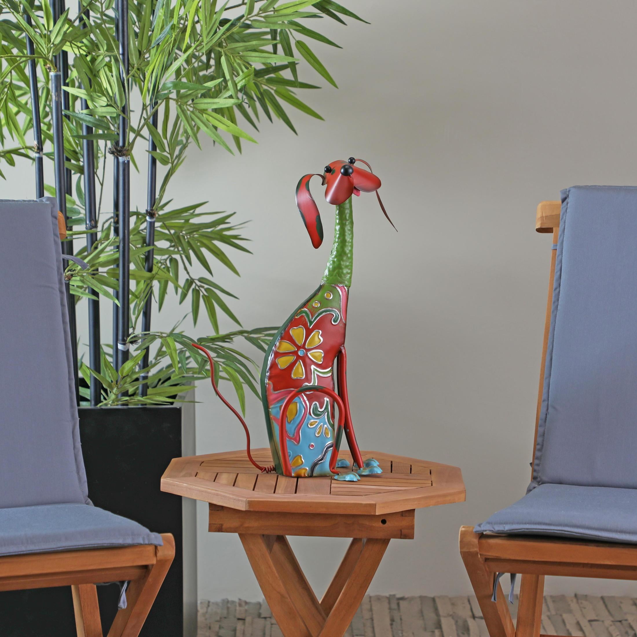 DecMode 19" Indoor Outdoor Dog Garden Sculpture with Floral Pattern