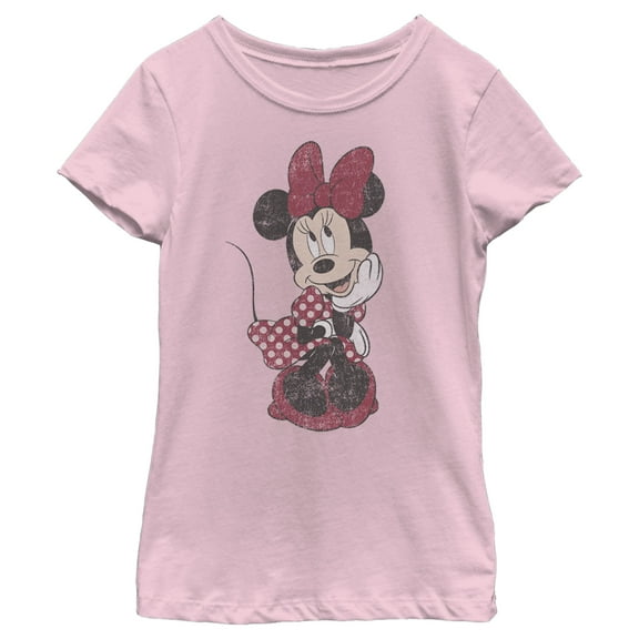 Girl's Mickey & Friends Polka Dot Minnie  Graphic Tee Light Pink X Small