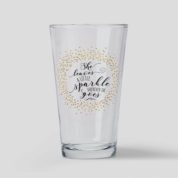 CafePress - She Leaves A Little Sparkle Faux Gold Drinking Gla - Pint Glass, Drinking Glass, 16 oz. CafePress