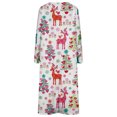 thumbnail image 5 of Women's Fall Dresses 2022 Button up V-Neck Loose Long Sleeve Dress Casual Christmas Print Cocktail Dresses with Pockets, 5 of 5