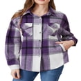 thumbnail image 2 of Family Matching Women Girls Flannel Plaid Jacket Shacket Long Button Down Shirt Coat, 2 of 5