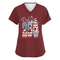 thumbnail image 4 of AHMOMEI S-5XL Plus Size Women's 250th Anniversary Print Scrub Tops for Women Red White and Blue Women Nurse Uniform with Pocket Deep Red XXXL, 4 of 5