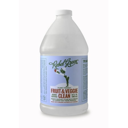 Rebel Green Fruit & Veggie Wash - Natural Produce Wash - Plant-Based Vegetable Wash - Fruit and Vegetable Wash with No Aftertaste - Sustainable Food Wash - (Half Gallon Refill Bottle)