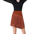 thumbnail image 3 of YM YOUMU Women Asymmetry Tassel Latin Dance Skirt Split Leg Fringe Skirt for Ballroom Tango Salsa Practice, 3 of 4