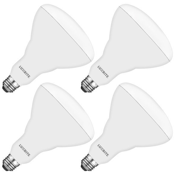 LUXRITE BR40 Ampoules LED, Équivalent 85W, 5000K Blanc Éclatant, Dimmable, 1100 Lumens, Ampoule LED Flood, 13W, Base Moyenne E26, Intérieur/extérieur - Parfait pour Bureau et Éclairage Encastré (Lot de 4)