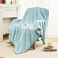 thumbnail image 2 of Soft Sherpa Fleece Blanket Reversible Plush Fluffy Large Blanket, Light Weight Warm Decorative Boho Blanket Cover for Sofa, Couch, Bedroom,Travel(Plush Teal,50"x60"), 2 of 7