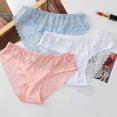 thumbnail image 5 of opolski Women Sexy Briefs See-through Lace Stitching Seamless Panties Mid-rise Solid Color Female Transparent Pantie, 5 of 8