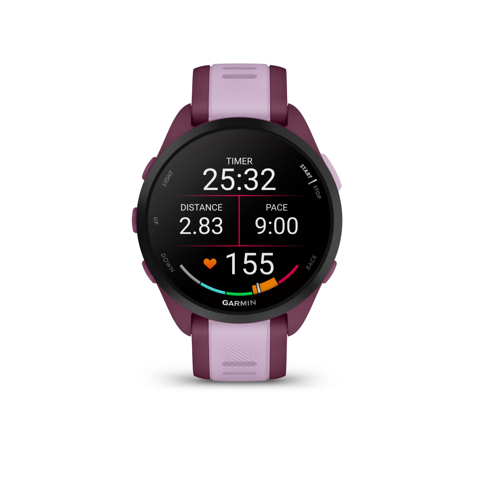 Garmin Forerunner 165 Music Running Smartwatch, Colorful AMOLED Touchscreen, Berry/Lilac w/ Wearable4U PowerPack & Adapters Bundle