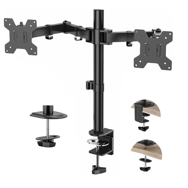 MOONPAI Soporte para Monitor 10KG,Brazo Monitor para Dos Pantallas de 10-32 Pulgadas,con Ajuste de Altura,se Adapta a 2 Pantallas,Fácil Instalación