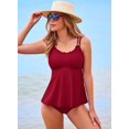 thumbnail image 2 of Bañador Tankini Aleumdr para mujer con control de barriga, color burdeos, 2 of 7
