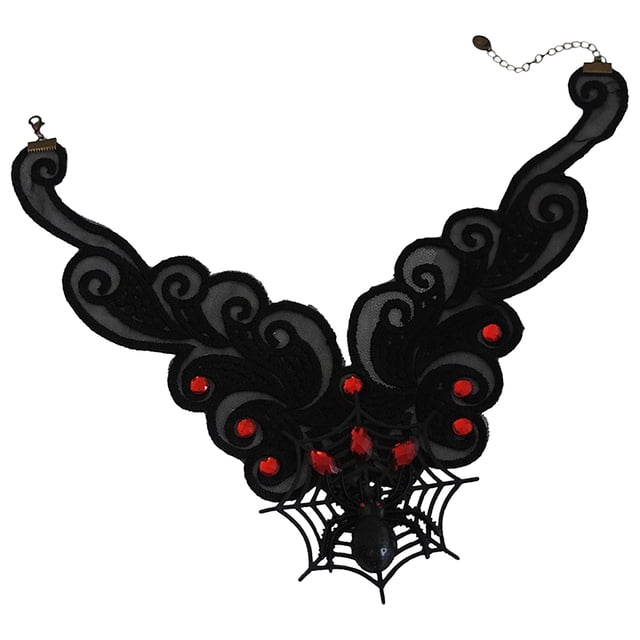HWRETIE - Collar falso de clavícula para Halloween,collar de encaje para mujer,collar de telaraña para Halloween,accesorio para fiestas de disfraces y regalos navideños