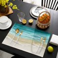 thumbnail image 3 of Turquoise Summer Beach Coastal Placemats Set of 4, Nautical Beige Seaside Placemats for Dining Table, Place Mats for Kitchen Tabletop, Waterproof Wipeable Dining Table Mats Set, 3 of 9