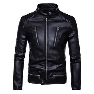 Men Winter Long Sleeve Warm Leather Jacket