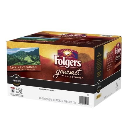 Folgers Medium Roast Colombian Single Serve Coffee for Keurig, Original, 80 Ct