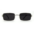 thumbnail image 2 of Spring Loaded Hinge Arm Pop Color Rectangle Dad Shade Sunglasses Silver Black, 2 of 4