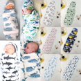 thumbnail image 5 of Toddler Infant Swaddle Muslin Blanket Newborn Baby Wrap Swaddling Sleeping Bag+Hat Set, 5 of 5