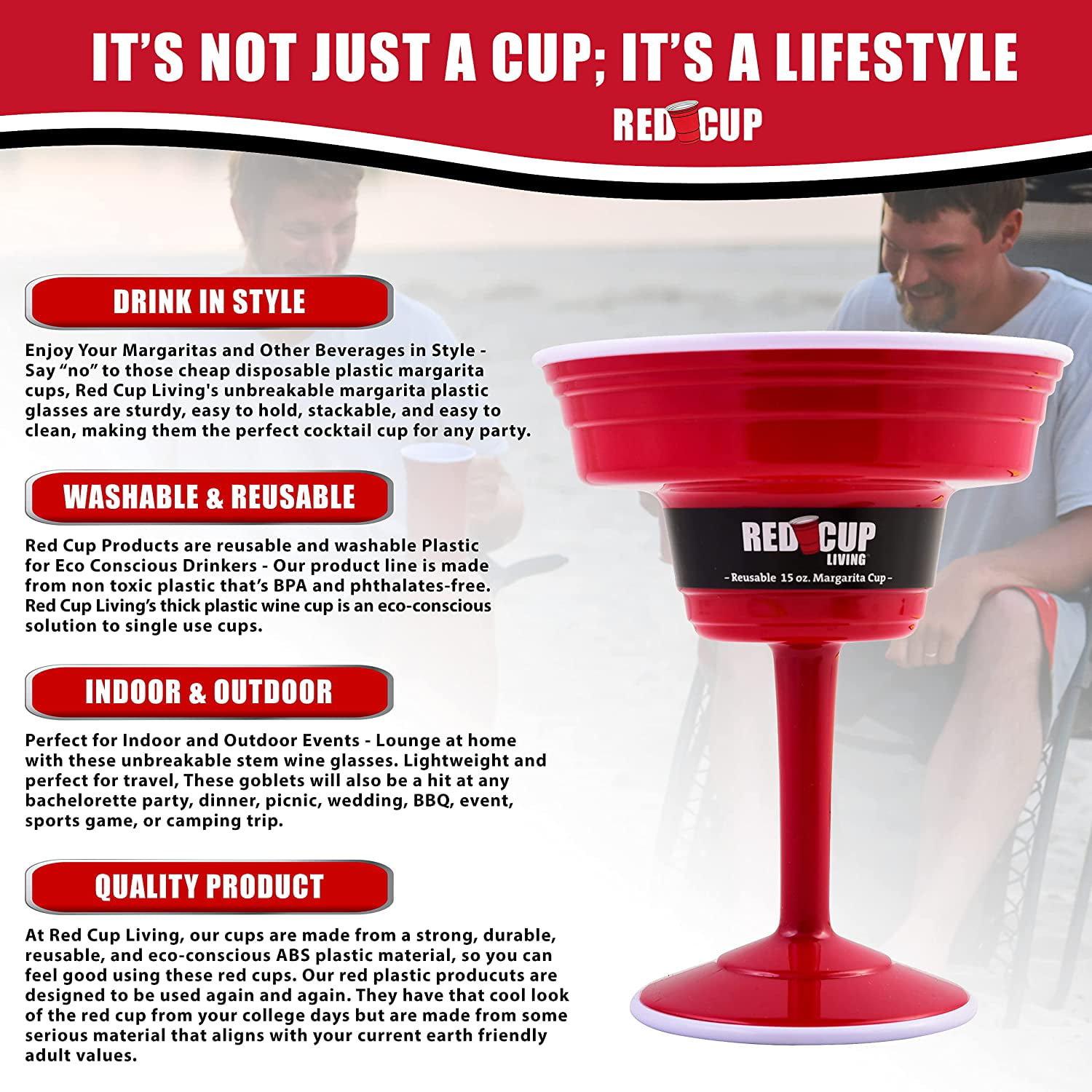 Reusable and Dishwasher Safe! Margarita Cup 15oz Red Cup Living Red Solo Cup 