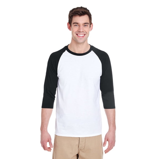Gildan G570 T-Shirt Adulte en Coton Épais Manches 3/4 Raglan