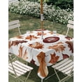 thumbnail image 3 of Square Outdoor Tablecloth with Umbrella Hole Fall Maple Leaf Football Outside Table Cloth Waterproof Patio Table Cover Autumn Farmhouse Vintage Zipper Tablecloths for Picnic Party Camping 54x54 Inch, 3 of 8