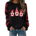 thumbnail image 4 of FASHOFT Womens Valentines Day Sweatshirt Love Heart Print Plaid Printing Casual Pullover Valentine's Long Sleeve Tops Holiday Casual Pullover Black L, 4 of 6