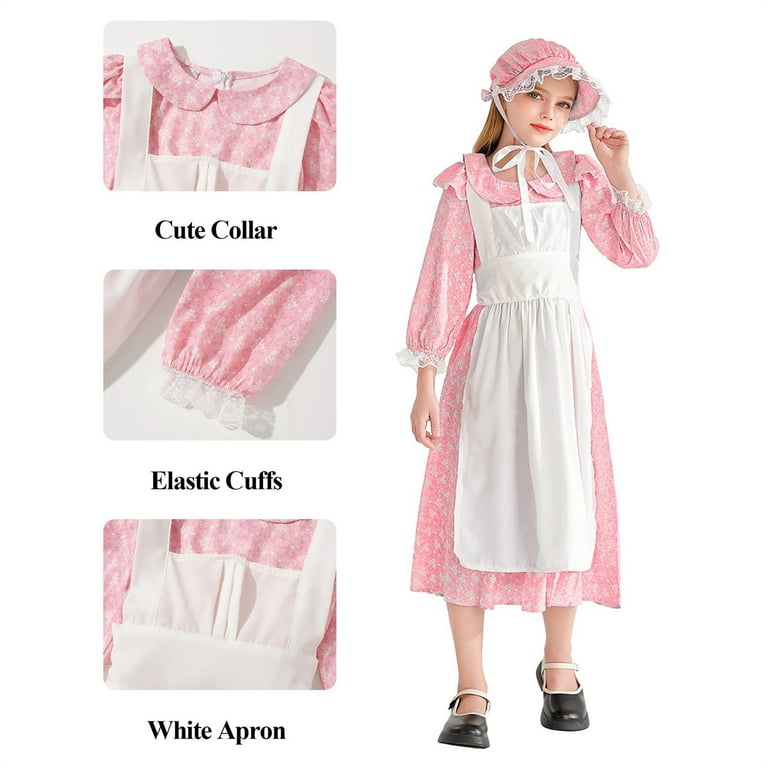 EnJoCho Pioner Prairie Dress Set for Girls olonial Vintage loral Dresses 1800s enaissance Dress with Bonnet & Apron 3-15Y Old Fashioned - Walmart.com EnJoCho Pioner Prairie Dress Set for Girls olonial Vintage loral Dresses 1800s enaissance Dress with Bonnet & Apron 3-15Y Old Fashioned - Walmart.com