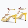 thumbnail image 3 of FSJ Women Sexy Bows Rhinestone Open Toe Sandals Strappy Stiletto High Heels Ankle Buckle Backless Wedding Party Dress Shoes Size 8 Yellow, 3 of 4