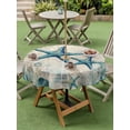 thumbnail image 4 of Outdoor Tablecloths with Umbrella Hole & Zipper, Teal Starfish Coastal Round Tablecloth 54 Inch, Vintage Summer Beach Nautical Waterproof Table Cloth, Patio/Pool/Picnic Table Covers, 4 of 8