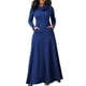 thumbnail image 1 of Vestidos largos lisos con bolsillos y manga larga con lazo para fiesta de noche para mujer, 1 of 5