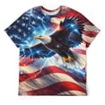 thumbnail image 5 of LAOLIUSN Funny USA Bald Eagle T-Shirt American Flag Style Graphic Tee Shirt，S-4XL, 5 of 7
