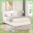thumbnail image 5 of Queen Size Ivory Boucle Upholstered Platform Storage Bed with Patented 2 Drawers - No Box Spring Needed, 5 of 21