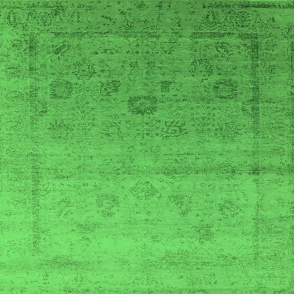 Ahgly Company Indoor Square Oriental Green Industrial Area Rugs, 4' Square