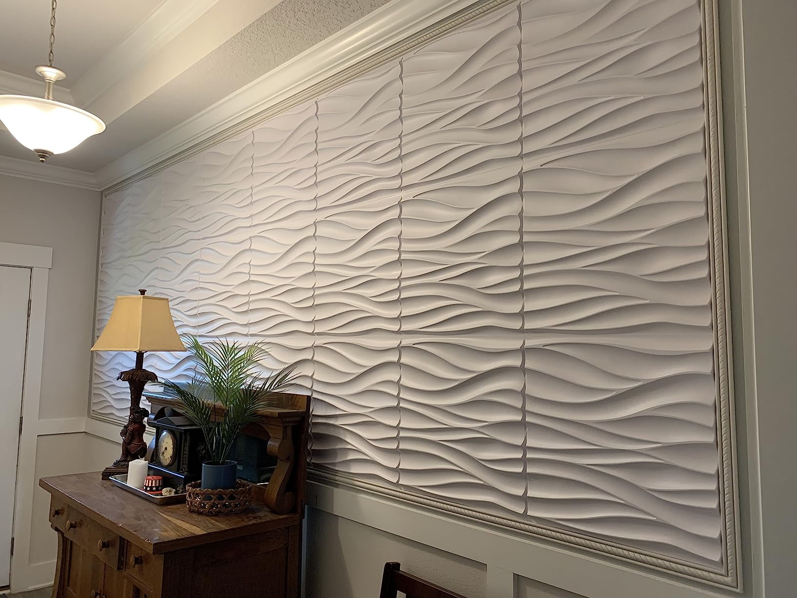 Art3d 12-Pack PVC 3D Wall Panel Wave Design 19.7" x 19.7" in White