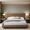 thumbnail image 2 of Claire Vegan Leather Upholstered Platform King Bed in Tan, 2 of 5